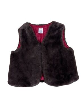 Gymboree Faux Fur Chocolate Brown Vest Girls 5